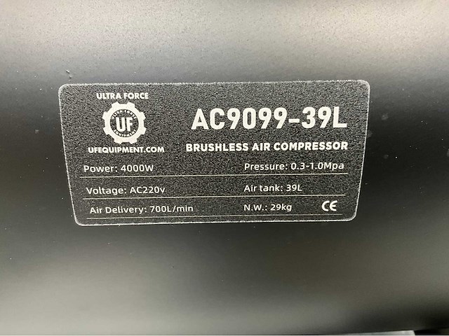 Ultra force equipment compressor ac9099-39l - 2 motoren 4000w - aluminium tank - brushless - olievrij - eco stand - afbeelding 4 van  27