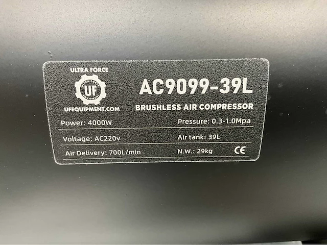 Ultra force equipment compressor ac9099-39l - 2 motoren 4000w - aluminium tank - brushless - olievrij - eco stand - afbeelding 4 van  27