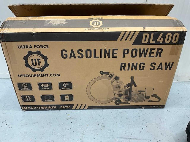 Ultra force equipment dl400 - ringzaag beton benzine 5000w in koffer - harde bouwmaterialen - retourgoed geel - afbeelding 8 van  8
