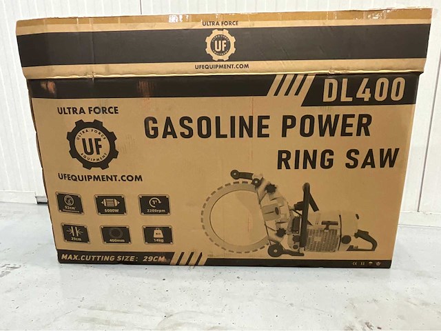 Ultra force equipment dl400 - ringzaag beton benzine 5000w in koffer - harde bouwmaterialen - retourgoed blauw - afbeelding 8 van  8