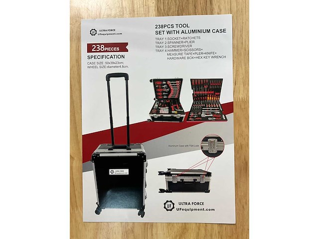 Ultra force equipment gereedschaps wagen 260 pcs en trolley 238 pcs - afbeelding 16 van  24