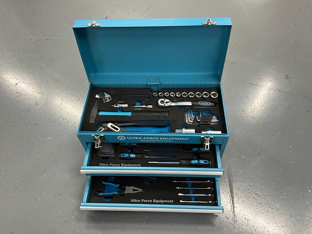 Ultra force equipment gereedschapskoffer aluminium met laden - 92 pcs gereedschap - afbeelding 1 van  12