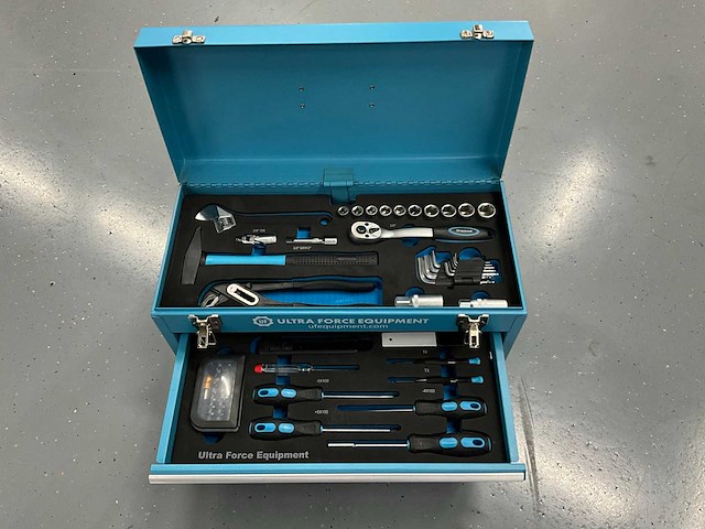 Ultra force equipment gereedschapskoffer aluminium met laden - 92 pcs gereedschap - afbeelding 6 van  12