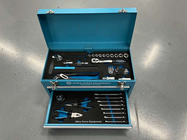 Ultra force equipment gereedschapskoffer aluminium met laden - 92 pcs gereedschap - afbeelding 7 van  12