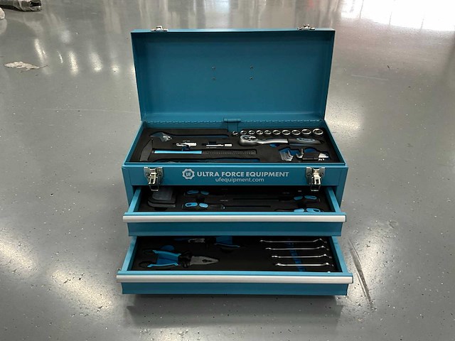 Ultra force equipment gereedschapskoffer aluminium met laden - 92 pcs gereedschap - afbeelding 10 van  12