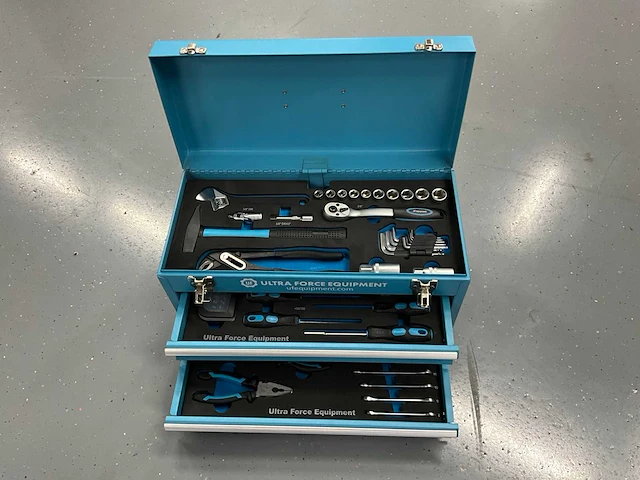 Ultra force equipment gereedschapskoffer aluminium met laden - 92 pcs gereedschap - afbeelding 1 van  12