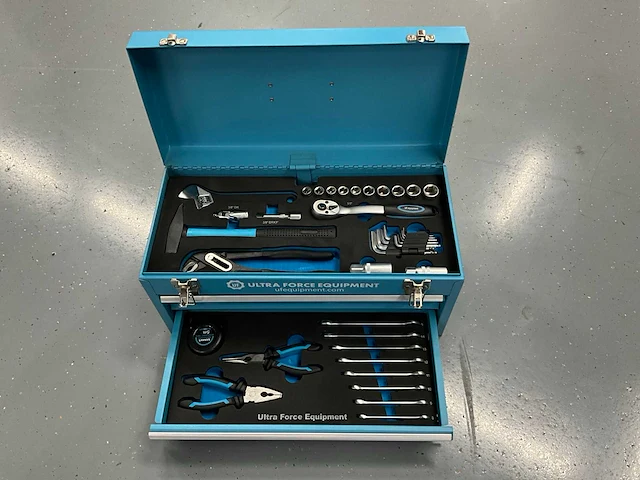 Ultra force equipment gereedschapskoffer aluminium met laden - 92 pcs gereedschap - afbeelding 7 van  12