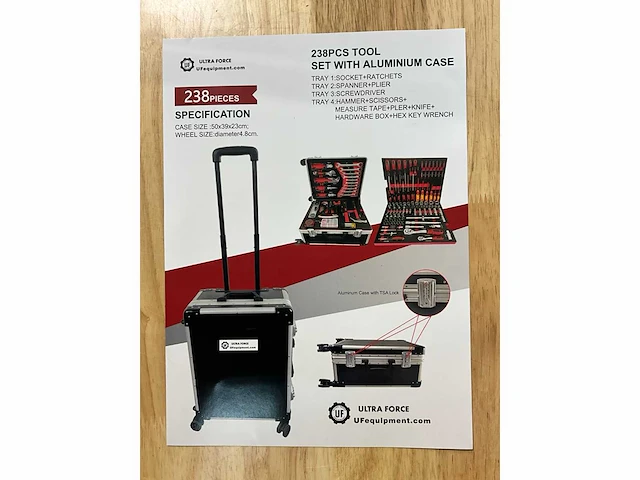 Ultra force equipment gereedschapswagen 12 laden 293 pcs en trolley 238 pcs - afbeelding 6 van  49