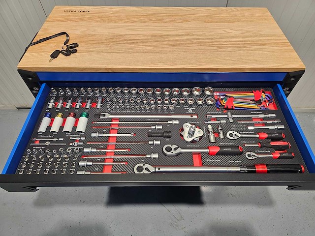 Ultra force equipment gereedschapswagen 12 laden 293 pcs gereedschap - heavy duty jumbo - afbeelding 3 van  34
