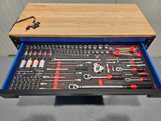 Ultra force equipment gereedschapswagen 12 laden 293 pcs gereedschap - heavy duty jumbo - afbeelding 32 van  32