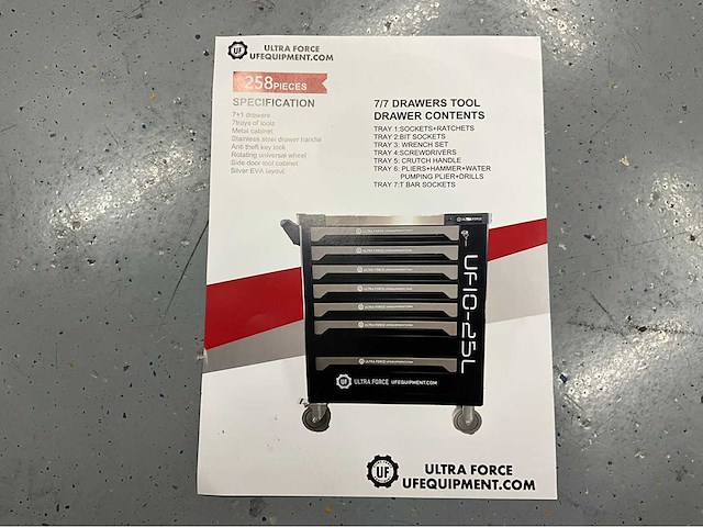 Ultra force equipment gereedschapswagen 258 pcs en koffer 144 pcs - afbeelding 14 van  34