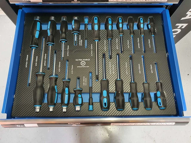Ultra force equipment gereedschapswagen 7 laden 260 pcs gereedschap - 2 sleutels - afbeelding 2 van  18