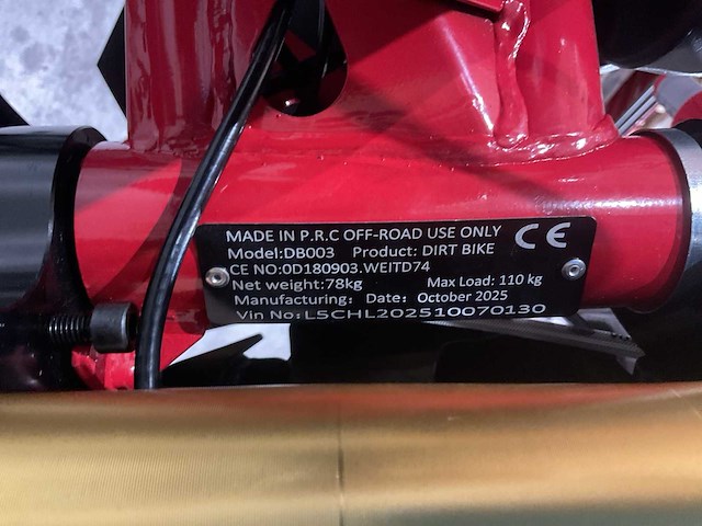 Ultra motocross 125 cc db003 pitbike 2025 rd motorfiets - afbeelding 17 van  18