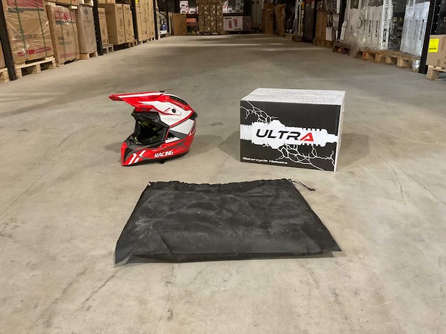 Ultra motocross maat xl v1 crossmotorhelm rood/wit - afbeelding 1 van  7