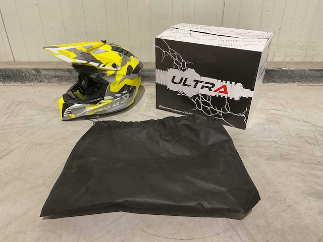 Ultra motocross maat xs v1 crossmotorhelm geel - afbeelding 1 van  6