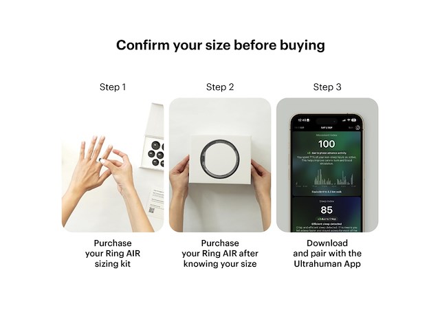 Ultrahuman ring air - smartring - maat 6 - raw titanium - afbeelding 2 van  4