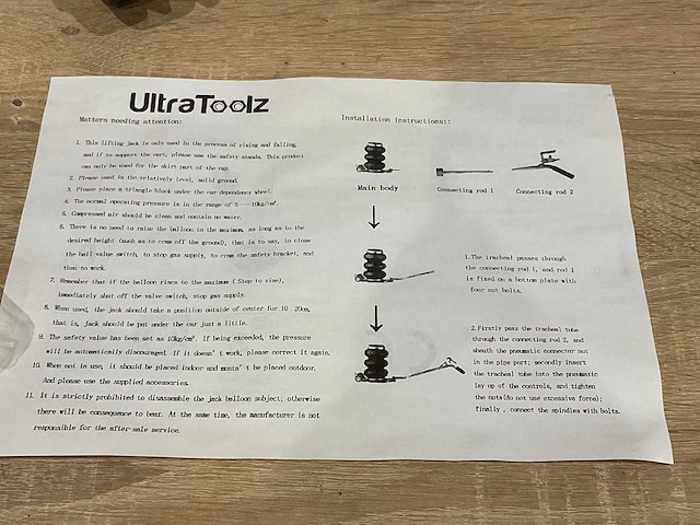 Ultratoolz pneumatische krik 4 ton - afbeelding 6 van  7