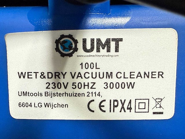 Umt - 100l 3000watt - industriële stofzuiger nat/droog - 3 motoren a 1000w - per motor aan te zetten - afbeelding 11 van  12