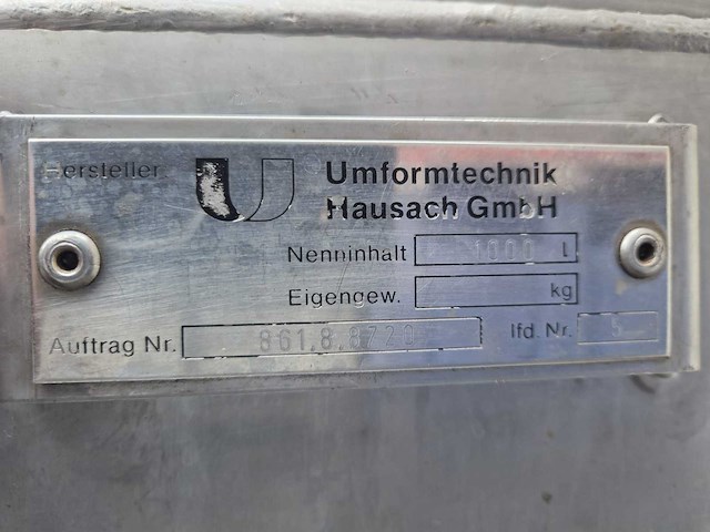 Unformtechnik hausach 1000l rvs opslagtank - afbeelding 8 van  8