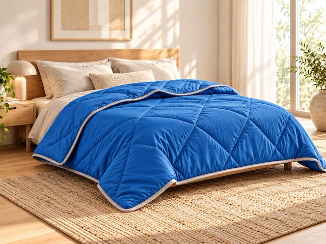 Uni blue wasbaar dekbed 240x200cm (32x) - afbeelding 3 van  4