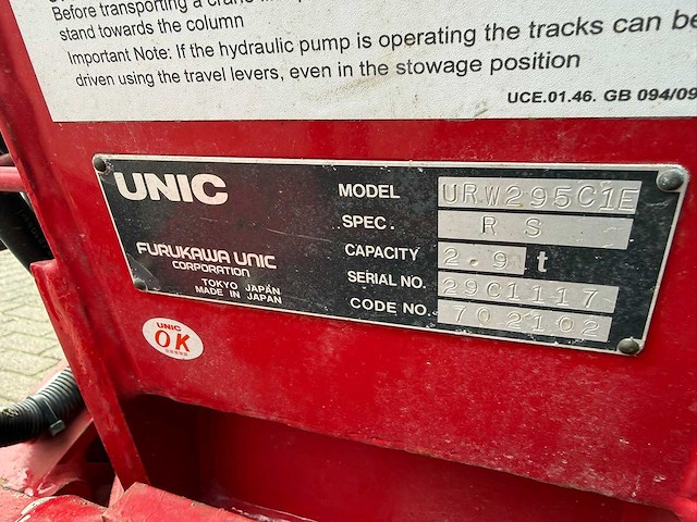 Unic - 2012 - urw 295 c1e - telescoopkraan - afbeelding 11 van  12