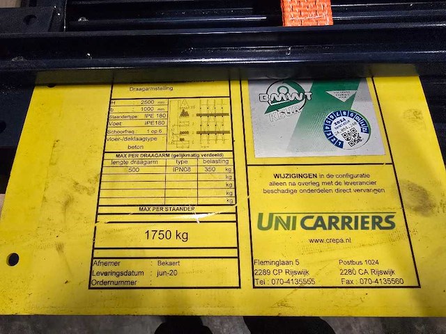 Unicarriers - 2020 - draagarmstelling - draagarmstelling - afbeelding 2 van  8