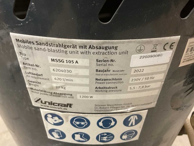 Unicraft mssg 105 a sandblaster - afbeelding 3 van  5