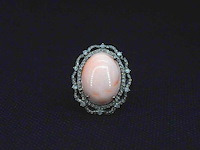 Unieke ring met diamanten en centraal koraal - afbeelding 6 van  10