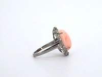 Unieke ring met diamanten en centraal koraal - afbeelding 8 van  10