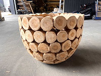 Unieke teak bloempot boomstammetjes - afbeelding 1 van  3