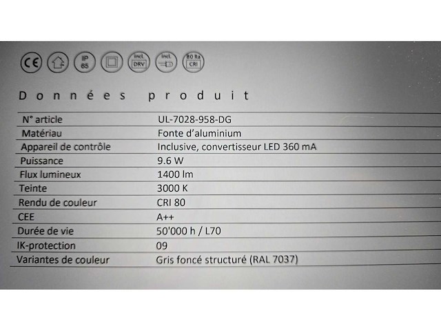 Unilamp - wandlamp outdoor - 7028-0-3-958-03 - buitenverlichting - afbeelding 3 van  3