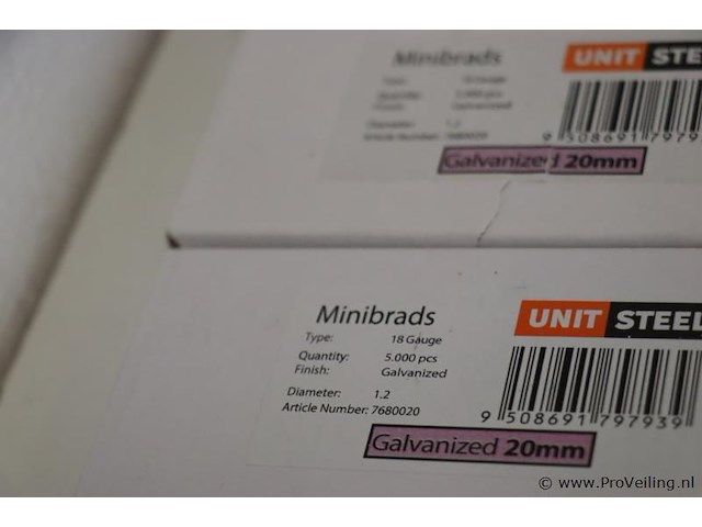 Unit steel minibrads 20mm - 2 dozen á 5000 stuks - afbeelding 2 van  3