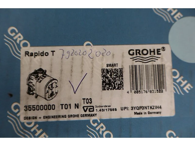 Universele inbouwthermostaat / inbouwdeel grohe, rapido t, chroom / blauw - afbeelding 2 van  5