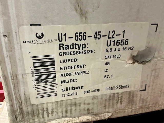 Uniwheels 6,5jx16h2 velgenset - afbeelding 2 van  3