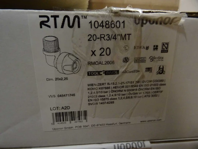 Uponor - rtm - 1048601 - persfitting 20x3/4" (39x) - afbeelding 3 van  3
