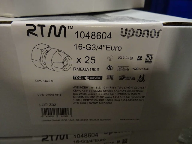 Uponor - rtm - 1048604 - adapter 16x3/4" (68x) - afbeelding 2 van  3