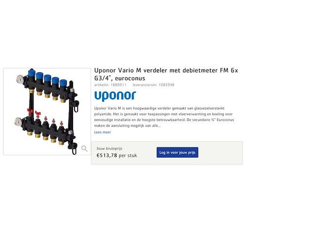 Uponor vario m verdeler 6-groeps, 3/4” (4x) - afbeelding 5 van  5