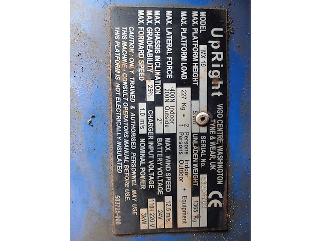 Upright - 2009 - mx19 - 7.8m werkhoogte - hoogwerker - afbeelding 7 van  12