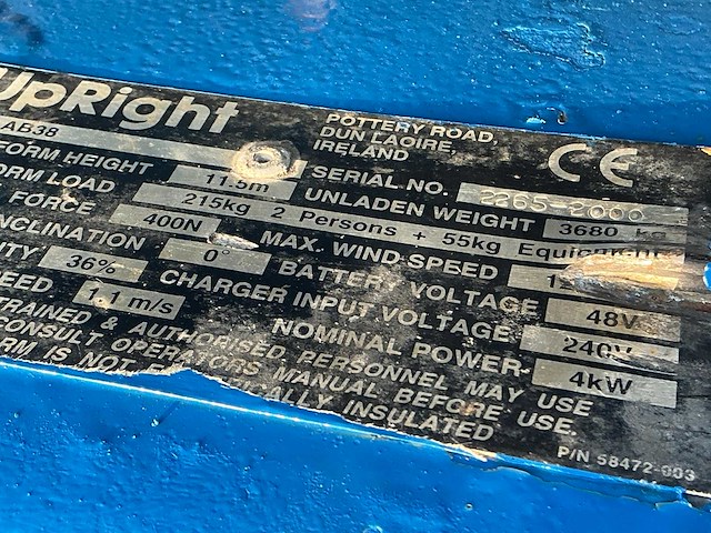 Upright ab38n hoogwerker - afbeelding 10 van  18