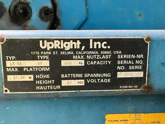 Upright lx 41 hoogwerker - afbeelding 8 van  8