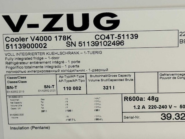 V-zug - cooler v4000 178k - koelkast (c) - afbeelding 4 van  4