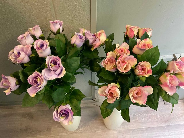 Vaas met kunstbloem (2x) - afbeelding 3 van  3