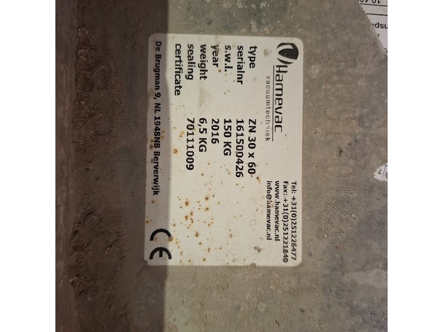 Vacuüm hijsunit met zuignap 150kg 230v hamevac, vth-150-bl, bouwjaar 2016 - afbeelding 4 van  8