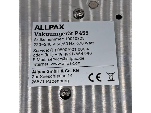 Vacuumeermachine, allpax - afbeelding 9 van  9