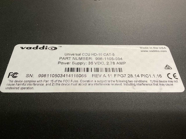 Vaddio ccu hd-19 cat5 universal ccu (2x) - afbeelding 3 van  3