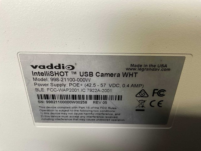Vaddio intellishot usb camera - afbeelding 4 van  7