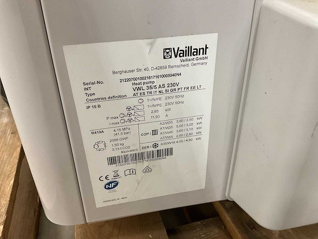 Vaillant arotherm vwl 35/3 as 230v warmtepomp (lucht/water) monobloc - afbeelding 2 van  3