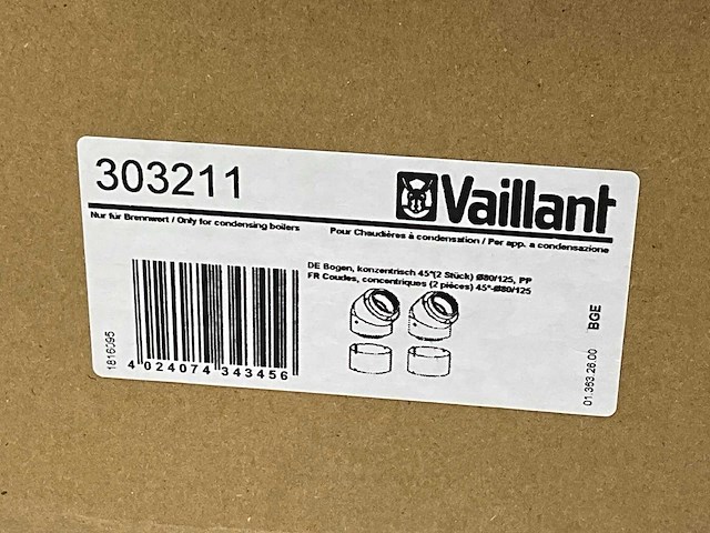 Vaillany set a 2st. concentrische bocht 45gr 80/125 hr - afbeelding 3 van  3