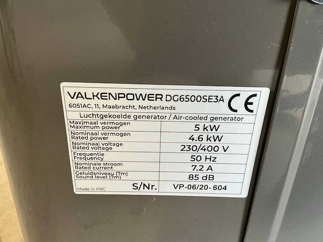 Valkenpower dg6500se3a stroomgenerator - afbeelding 6 van  6