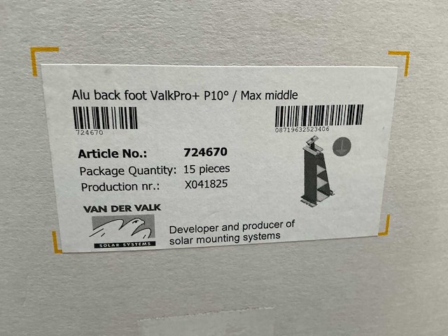 Valkpro pallet alu voor/achter voet overige installatie materialen (2x) - afbeelding 5 van  6
